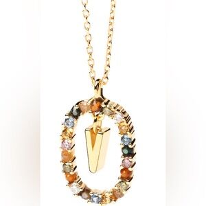 PD PAOLA Multi-Color "V" Pendant in Sterling Silver /18K Gold Plate BRAND NEW